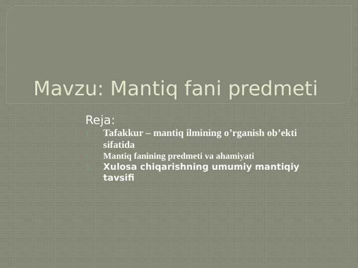 Mantiq fani predmeti