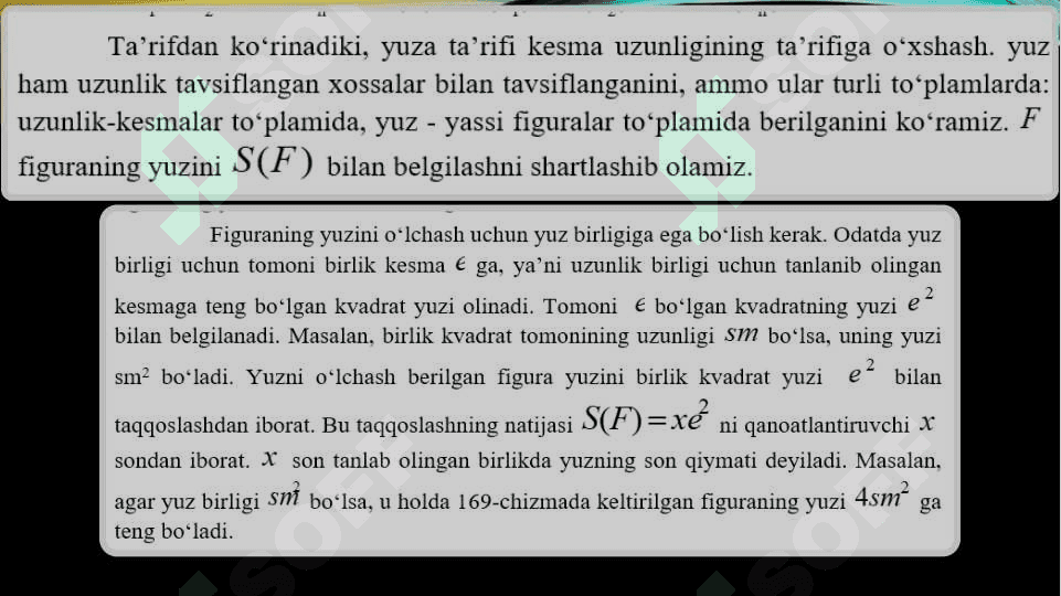 Figuralarning yuzi. Figuralarning yuzini olchash usullari 6