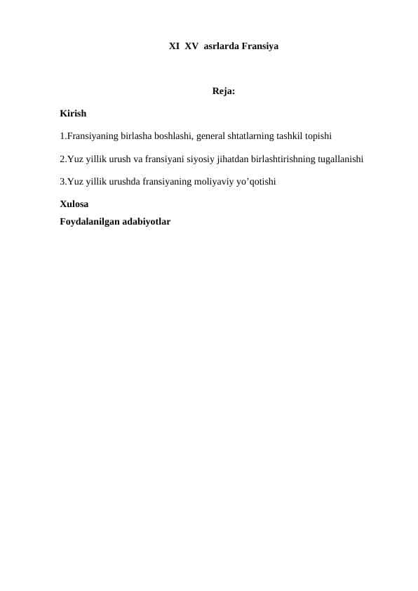 XI-XV  asrlarda Fransiya