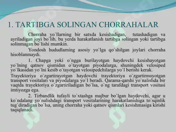 Chorrahalarda harakatlanish tartibi 2