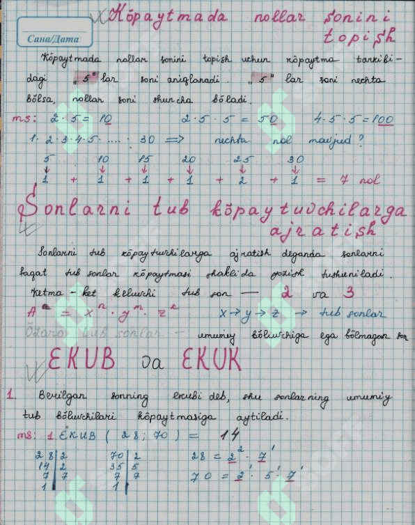 Matematik yozma qo'llanma 4