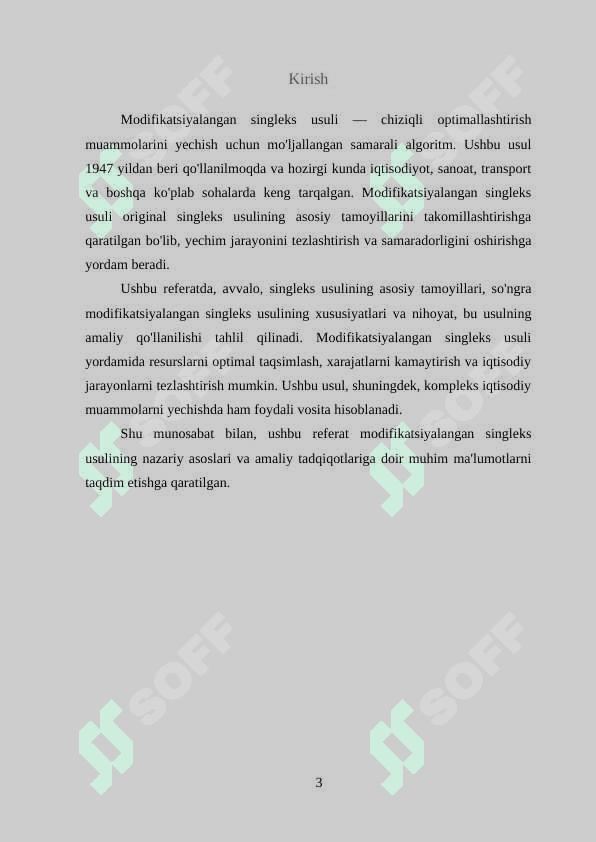 Modifitsirlangan singleks usuli 3