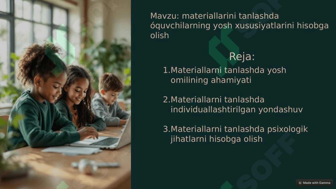 Materiallarini tanlashda óquvchilarning yosh xususiyatlarini hisobga olish 2