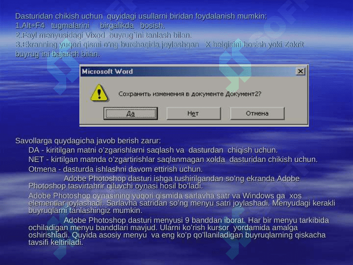 ADOBE PHOTOSHOP DASTURINI KOMPYUTERGA O'RNATISH 6