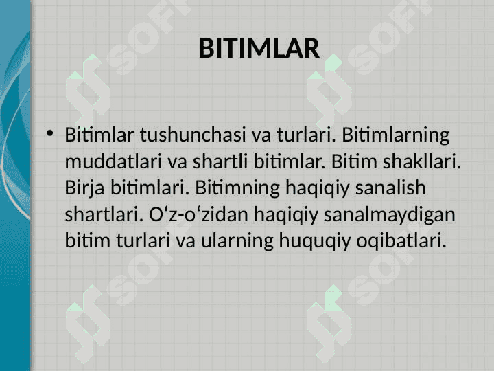 bitimlar va da'vo muddati 2