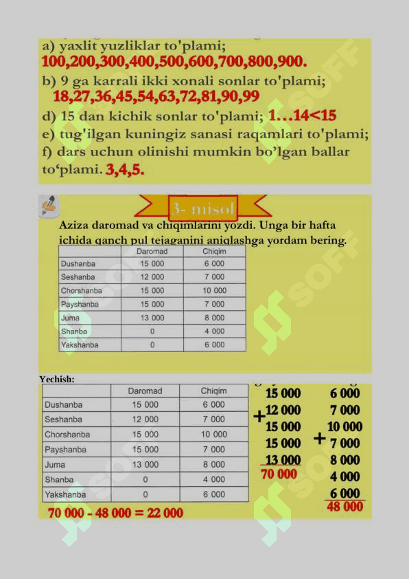 4-sinf matematika To'plamlar va ma'lumotlar 4