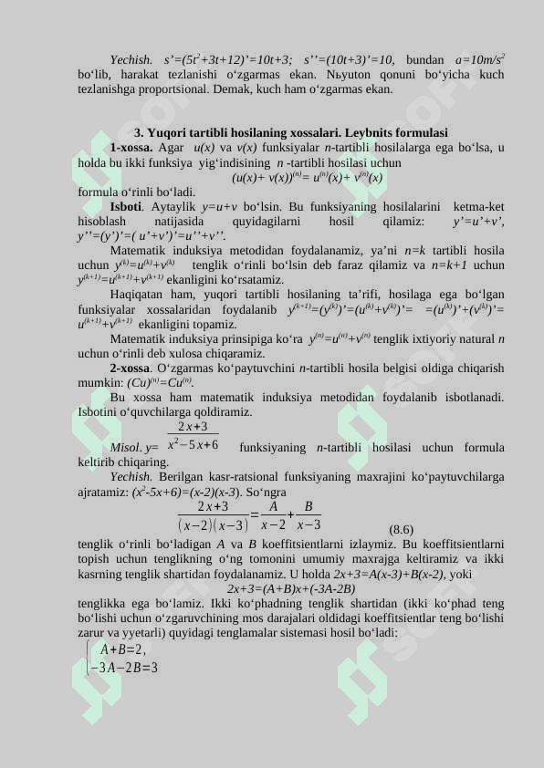 Yuqori tartibli hosilalar 4
