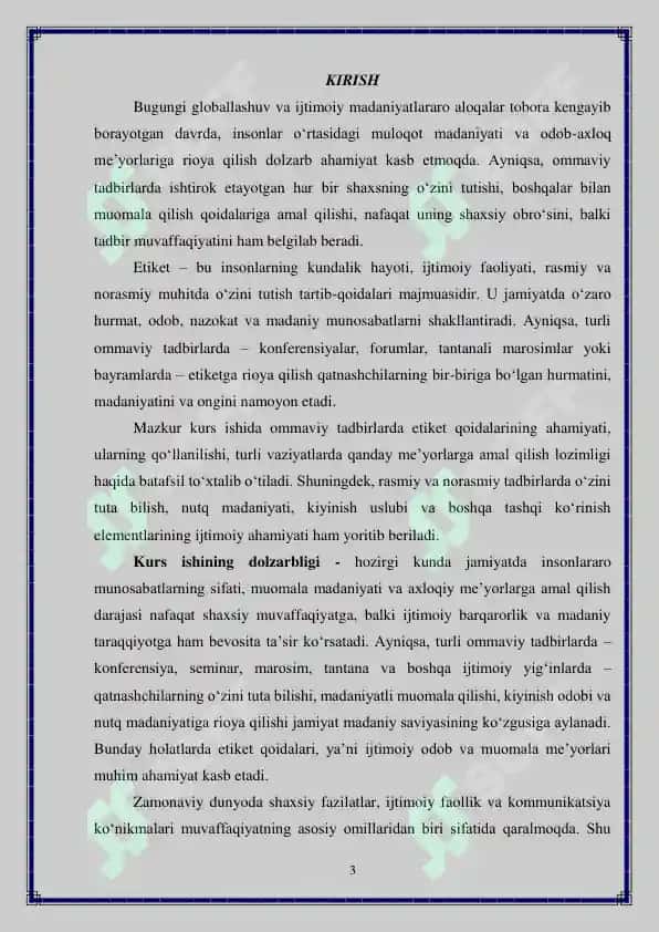 Ommaviy tadbirlarda etiket qoidalari 3