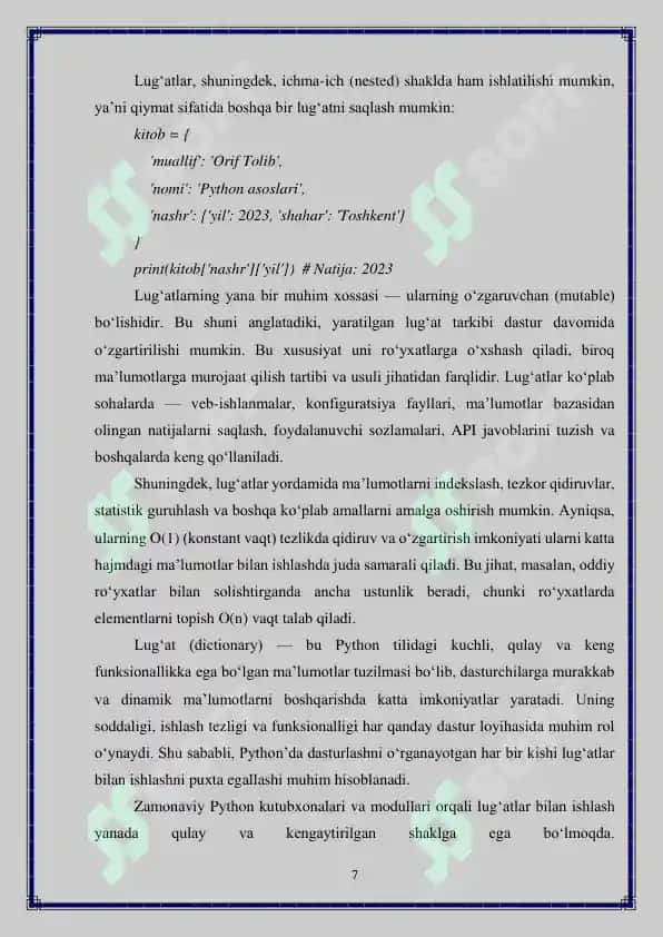Python'da lug'atlar va to'plamlar bilan ishlash 7