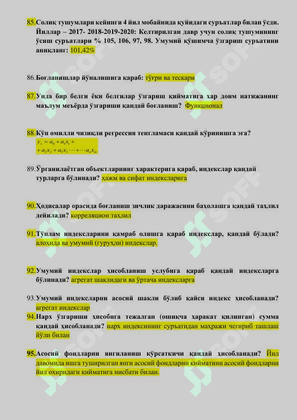 Statistika fanidan savollar 8