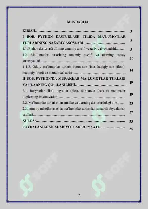 Python’da ma’lumotlar turlari va ularning imkoniyatlari 2