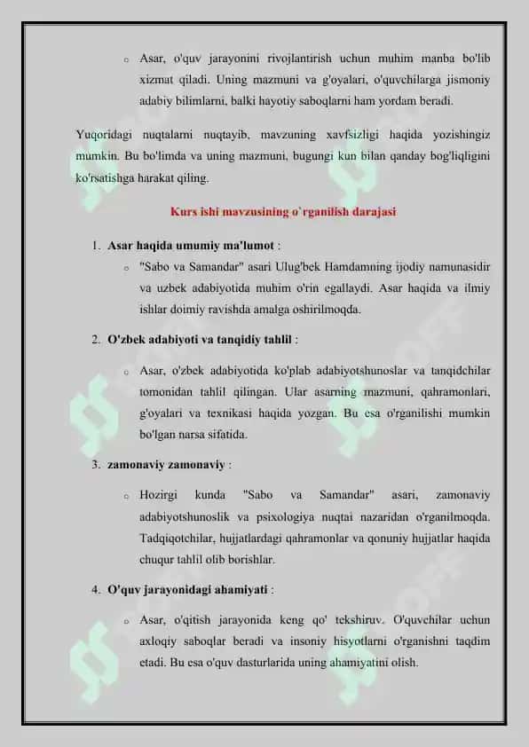 "Ulug'bek Hamdamning " Sabo va Samandar "asarining tahlili" 4