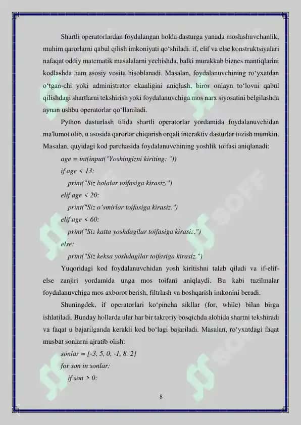 Python’da shartli operatorlar va sikllar 8
