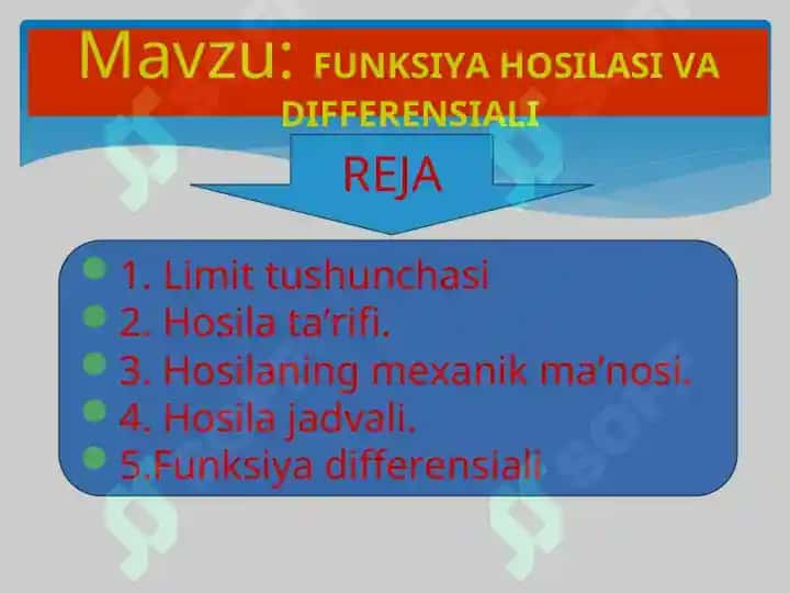 Funksiya hosilasi va differensiali 2