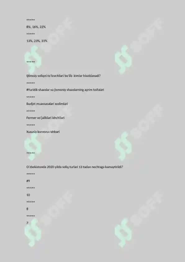 Soliq mexanizmlari test 2