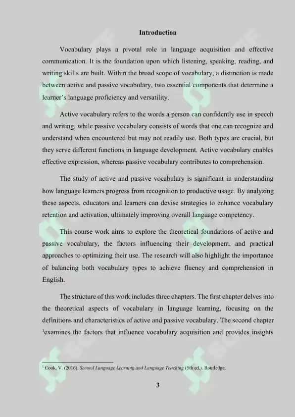 Course Work on "Active and Passive Vocabulary in English" 3