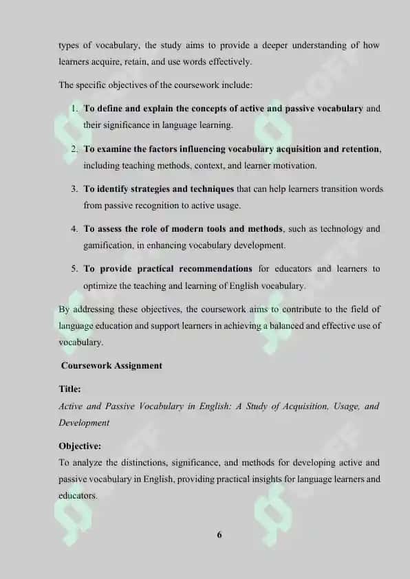 Course Work on "Active and Passive Vocabulary in English" 6