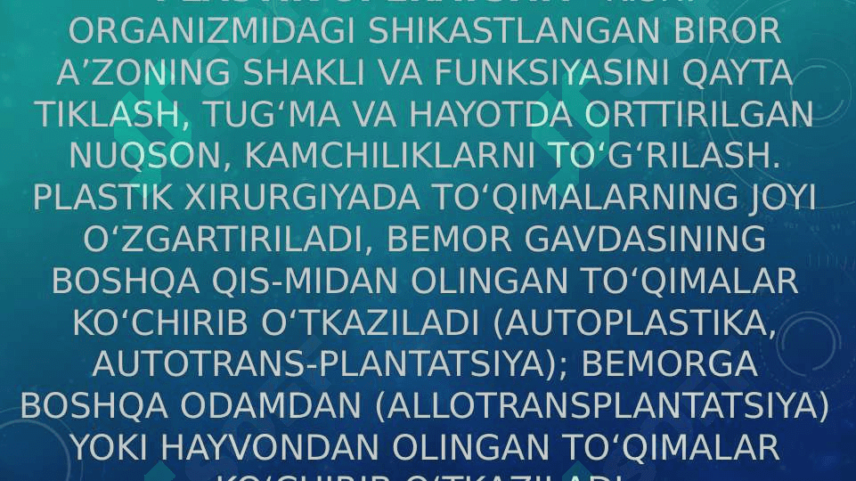 Yuzdagi plastik operatsiyalar xususiyatlari 2