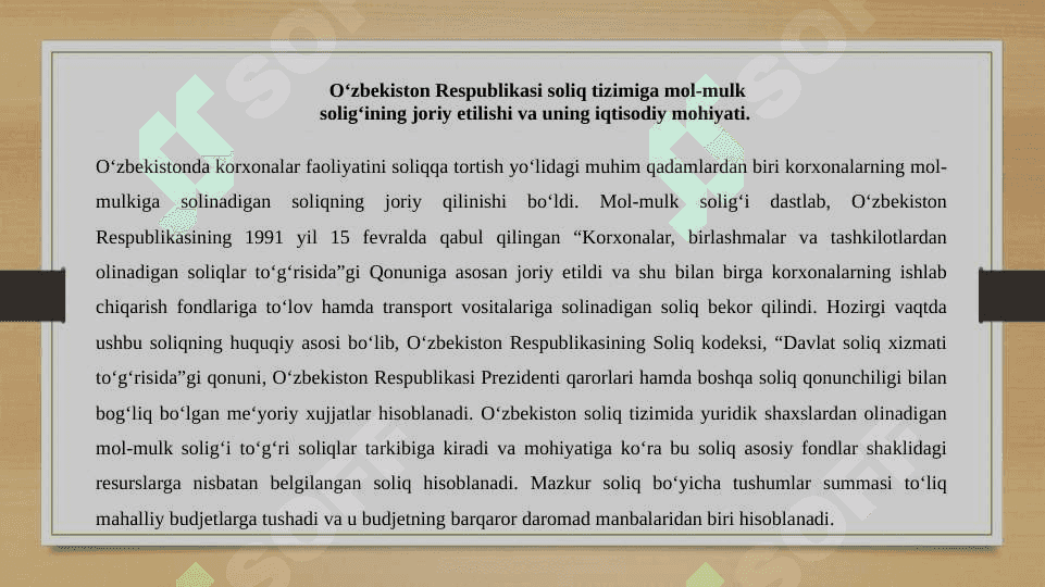 Yuridik shaxslarning mol-mulkiga solinadigan soliq 4