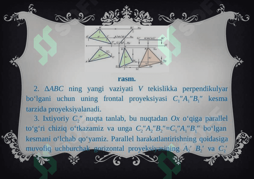 Tekis parallel ko'chsh usulida pozitsion va metrik masalalar yechish 3