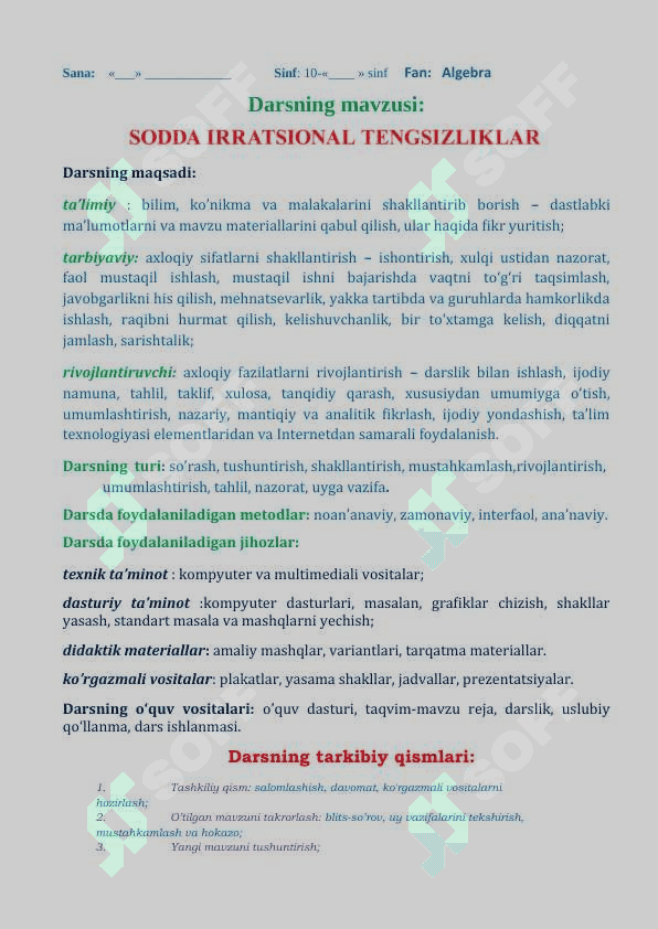 10-sinf algebra .Irratsional tengsizliklar 2
