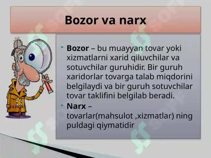 Bozor(muvozanat) narxini olish 3