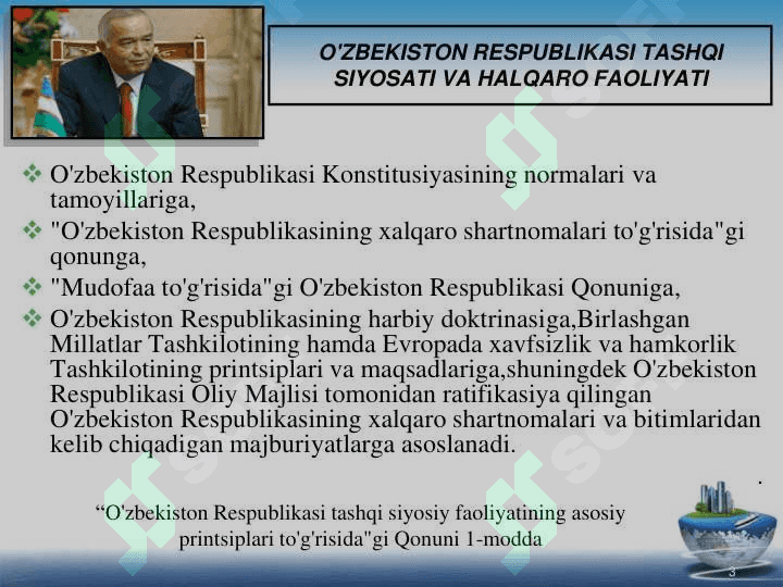 O’zbekiston va jahon hamjamiyati 3