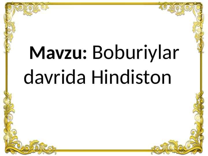 Boburiylar davrida Hindiston