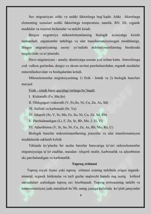 Tuproq-mineral elementlar manbai 8