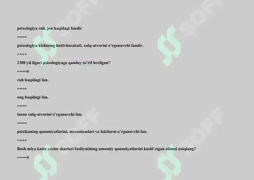 Psixologiyadan test savollari 2