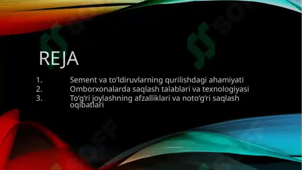 Sement va To'ldiruvlarni omborga joylash 3