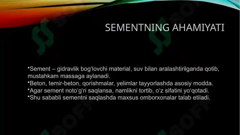 Sement va To'ldiruvlarni omborga joylash 4