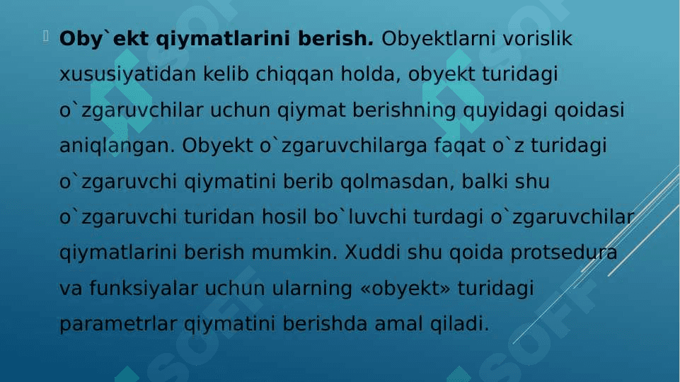 Ob’ektga yo’naltirilgan dasturlash. 6
