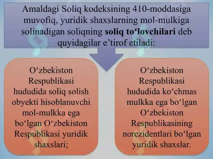 Yuridik shaxslarning mol-mulkiga solinadigan soliq 6