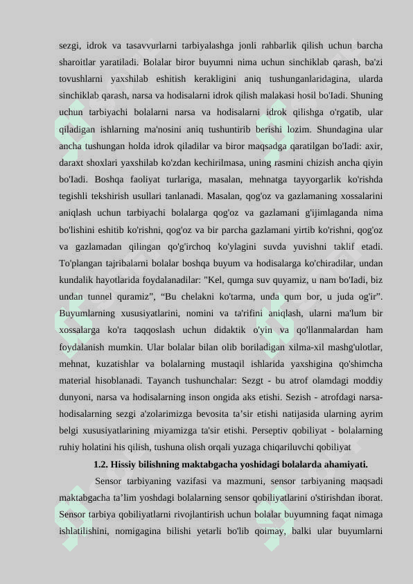 MAKTABGACHA YOSHDAGI BOLALARNING SENSOR TARBIYASI 7