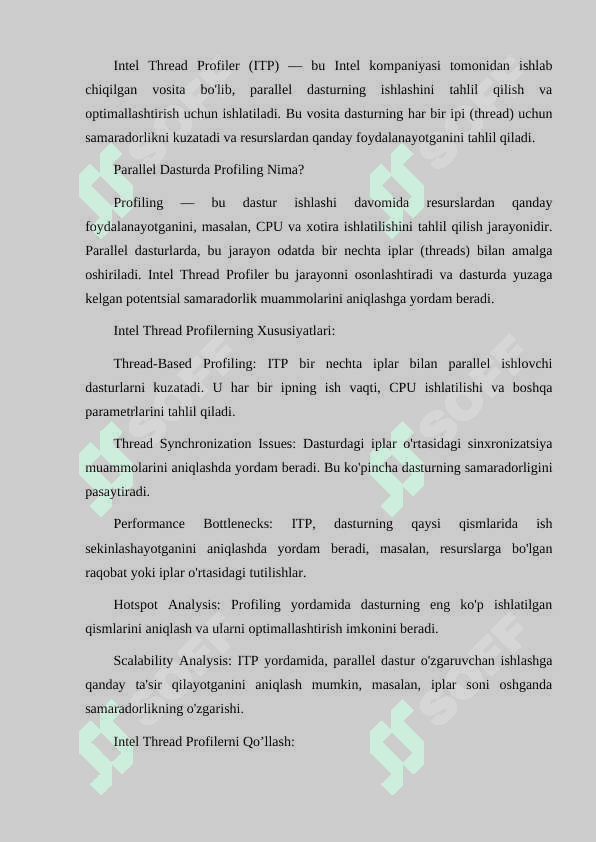 INTEL THREAD PROFILERNI QO’LLAGAN HOLDA PARALLEL DASTURNI PROFILLASH. 2