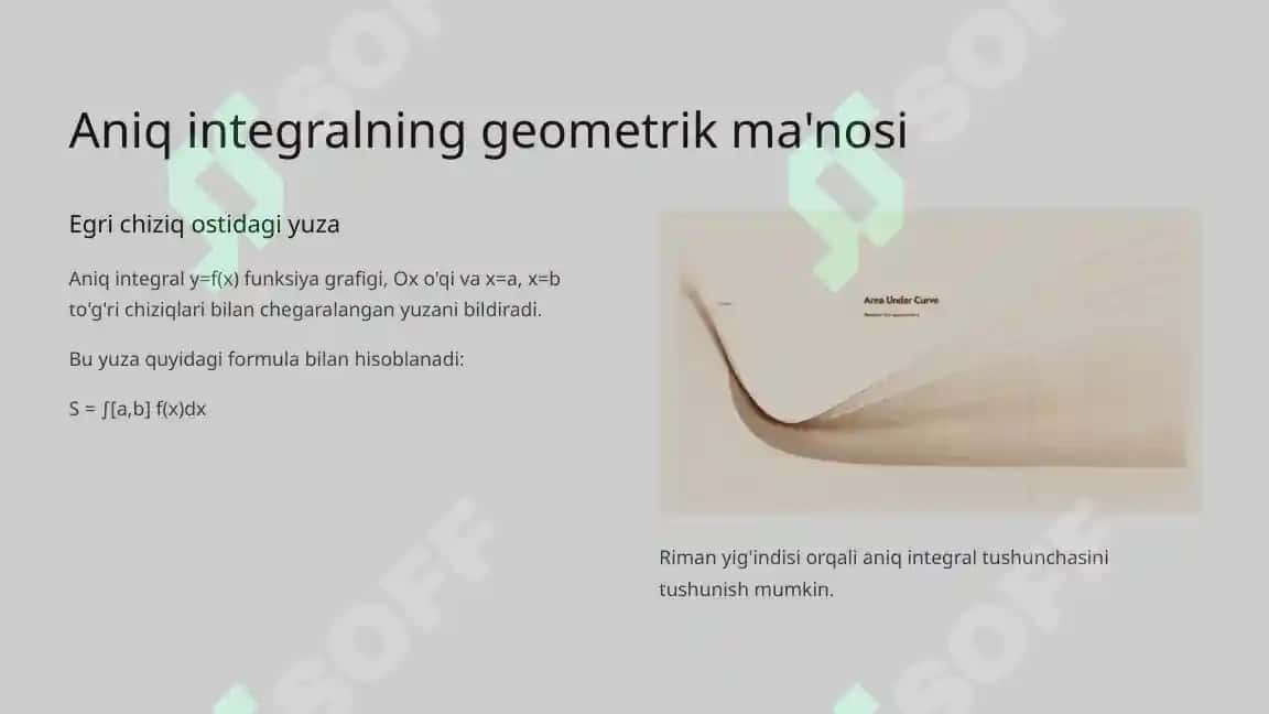 Aniq integral. Nyuton-Leybnis formulasi 3