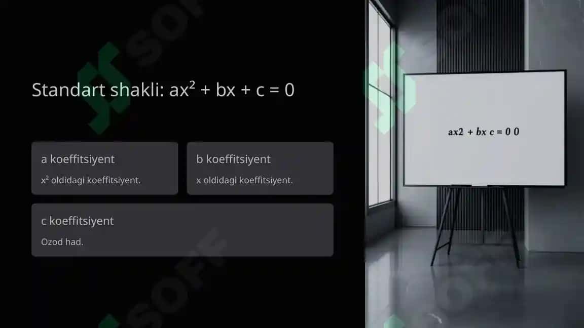 Kvadrat tenglama ildizlarini topish ( 8-sinf ) 3