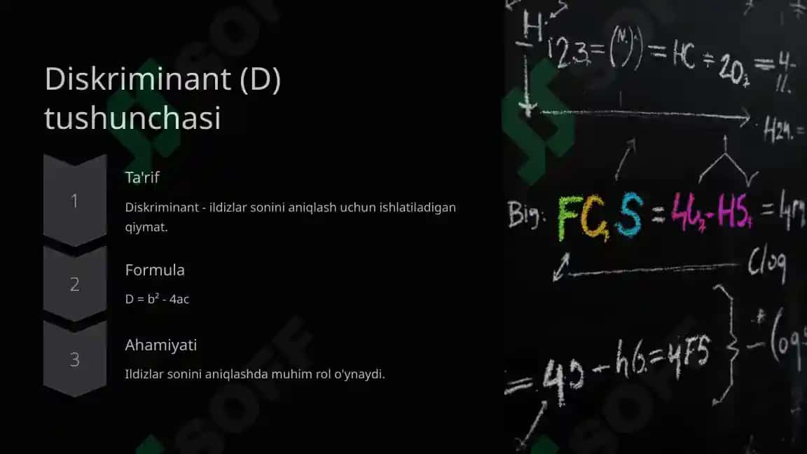 Kvadrat tenglama ildizlarini topish ( 8-sinf ) 5