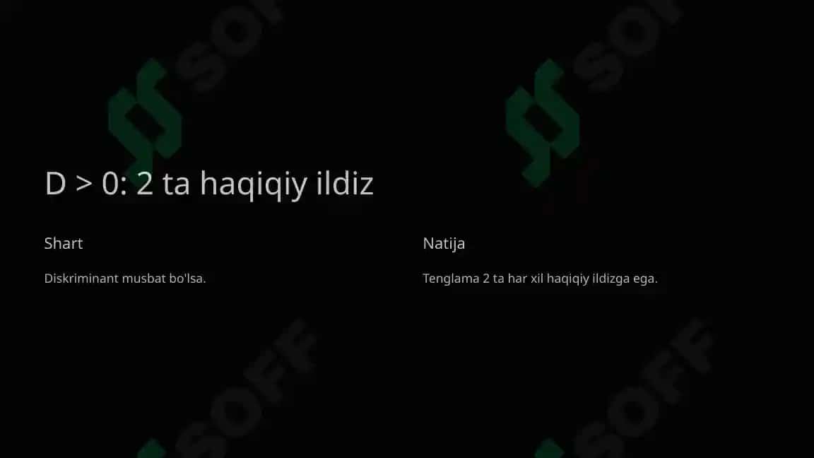 Kvadrat tenglama ildizlarini topish ( 8-sinf ) 8