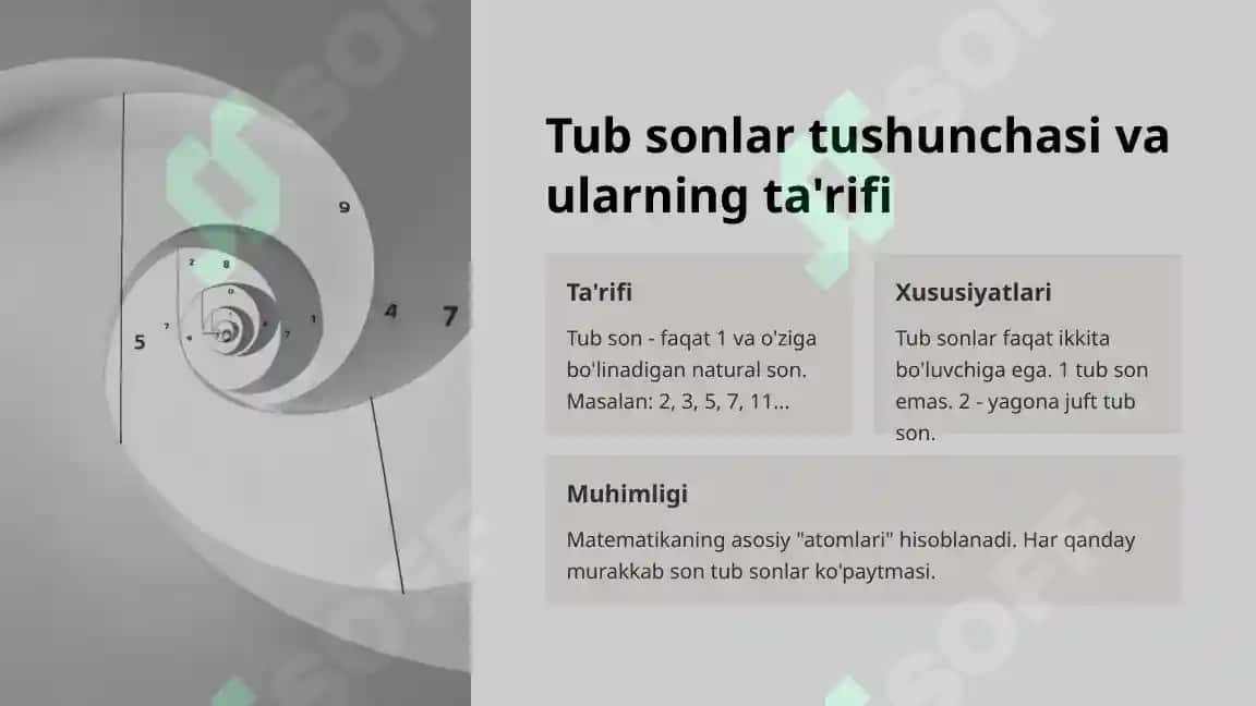 Tub va murakkab sonlar. EKUB va EKUK 2
