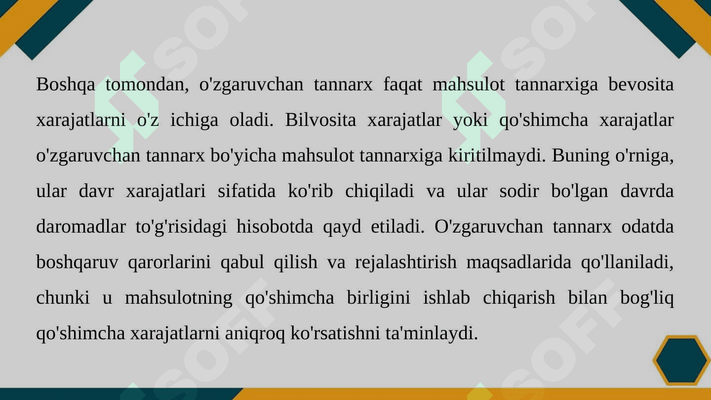 Absorbsion va marjinal xarajatlar 8