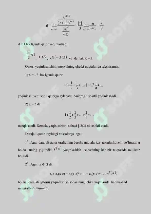 Funksional qatorlarning yaqinlashish alomatlari 8