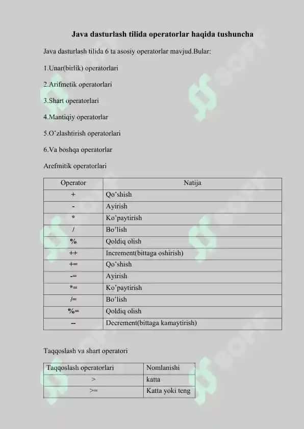 Mantiqiy operatorlar va ular ustida amallar 3