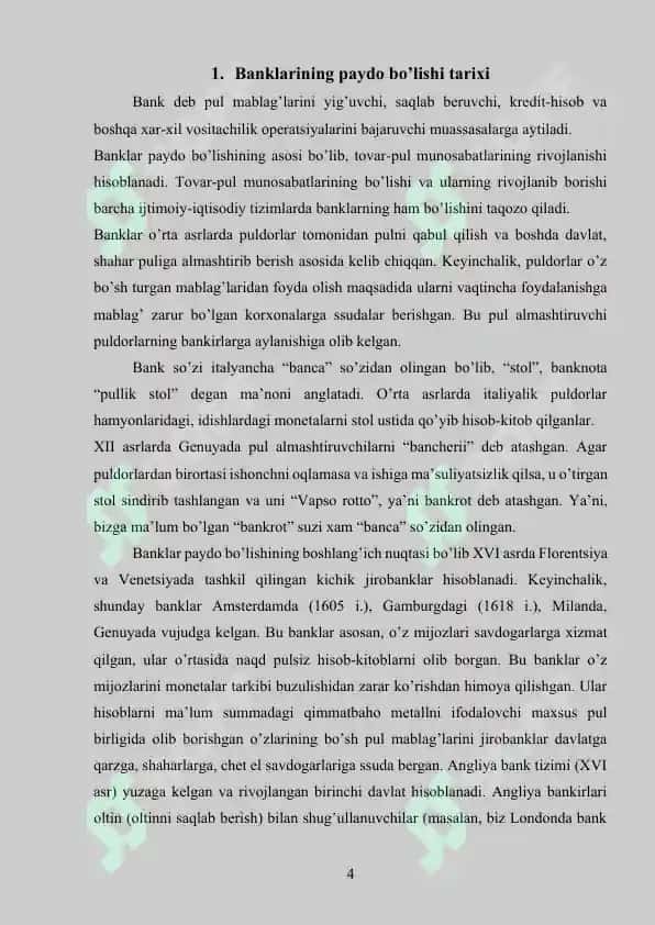 Banklar ularning turlari va kredit tizimidagi roli 4