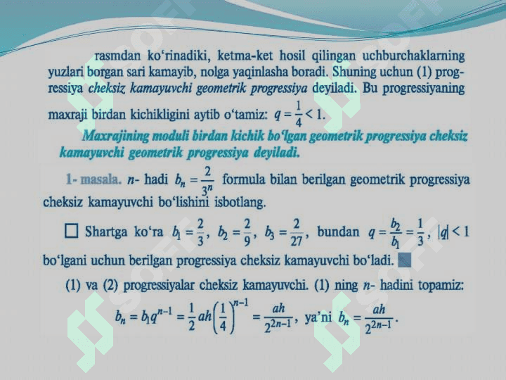 CHEKSIZ KAMAYUVCHI GEOMETRIK PROGRESSIYA 3