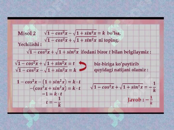 Trigonometrik ayniyatlar 4