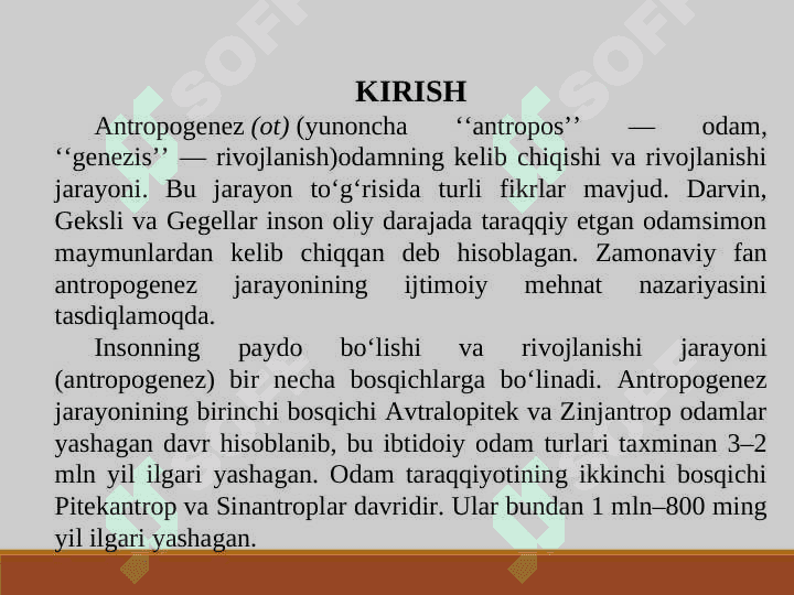 ODAM EVOLUTSIYASI 3
