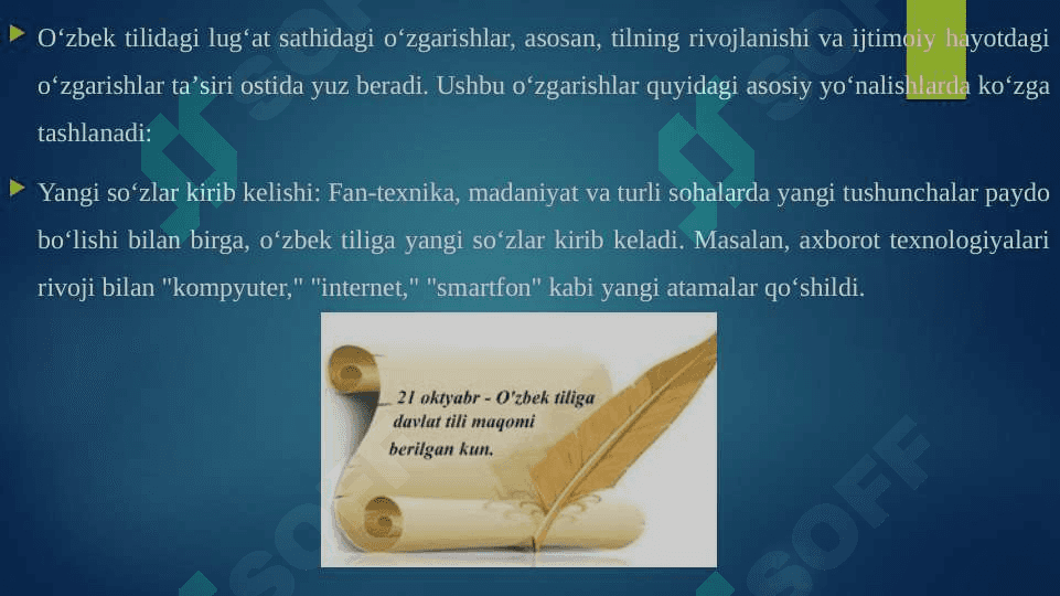 O'zbek tili lug'at sathidagi o'zgarishlar 3
