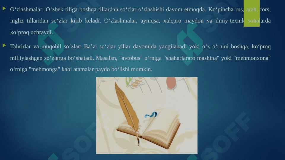 O'zbek tili lug'at sathidagi o'zgarishlar 4